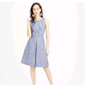 J. Crew Blue and White Striped Midi Dress